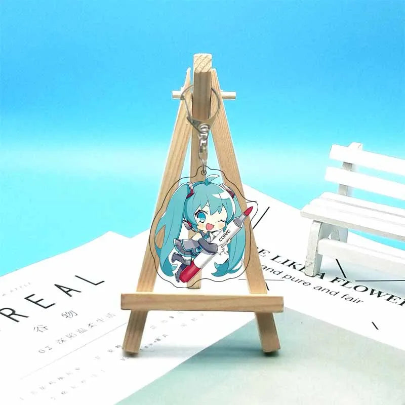 Hatsune Miku Anime Acrylic Cute Cartoon Figure Bag Charms Key Ring Keychain Pendant Car Friends Couple Jewelry Gift Fashion