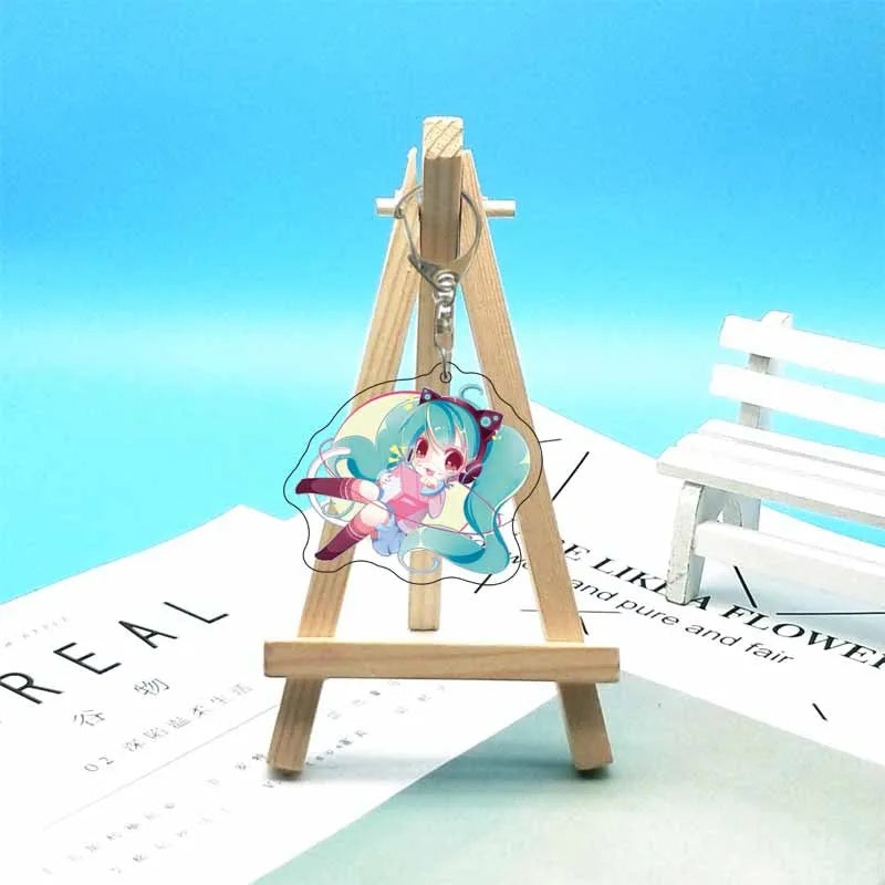 Hatsune Miku Anime Acrylic Cute Cartoon Figure Bag Charms Key Ring Keychain Pendant Car Friends Couple Jewelry Gift Fashion