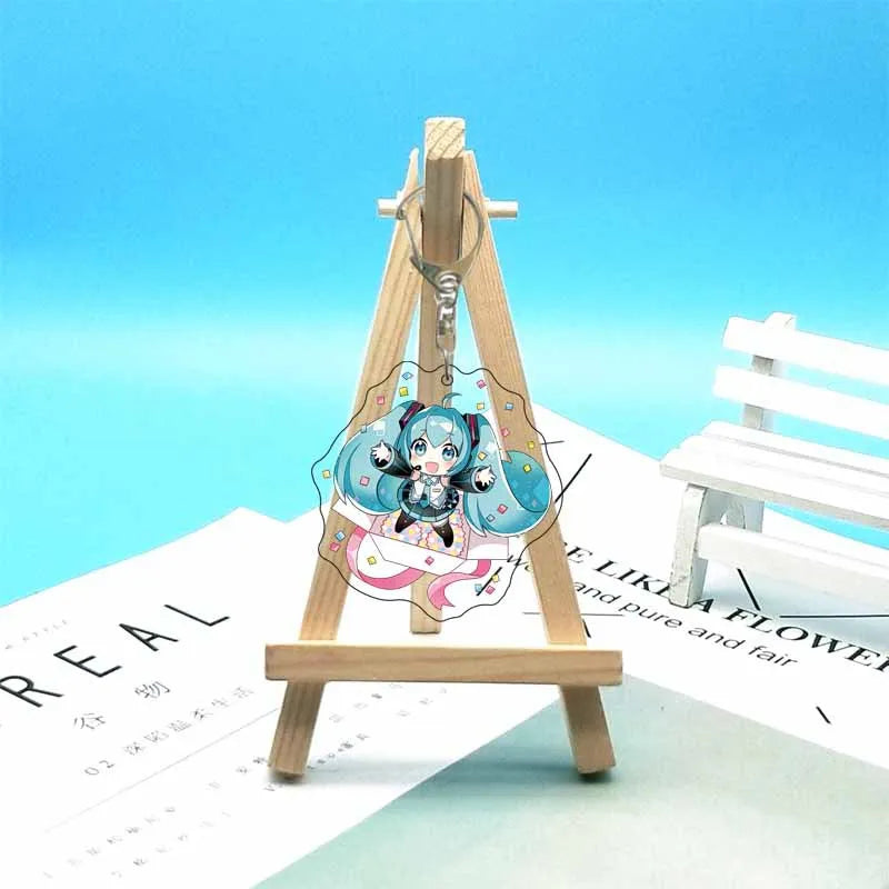 Hatsune Miku Anime Acrylic Cute Cartoon Figure Bag Charms Key Ring Keychain Pendant Car Friends Couple Jewelry Gift Fashion