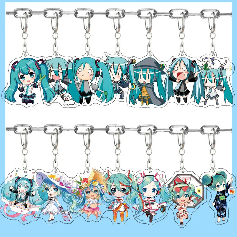 Hatsune Miku Anime Acrylic Cute Cartoon Figure Bag Charms Key Ring Keychain Pendant Car Friends Couple Jewelry Gift Fashion