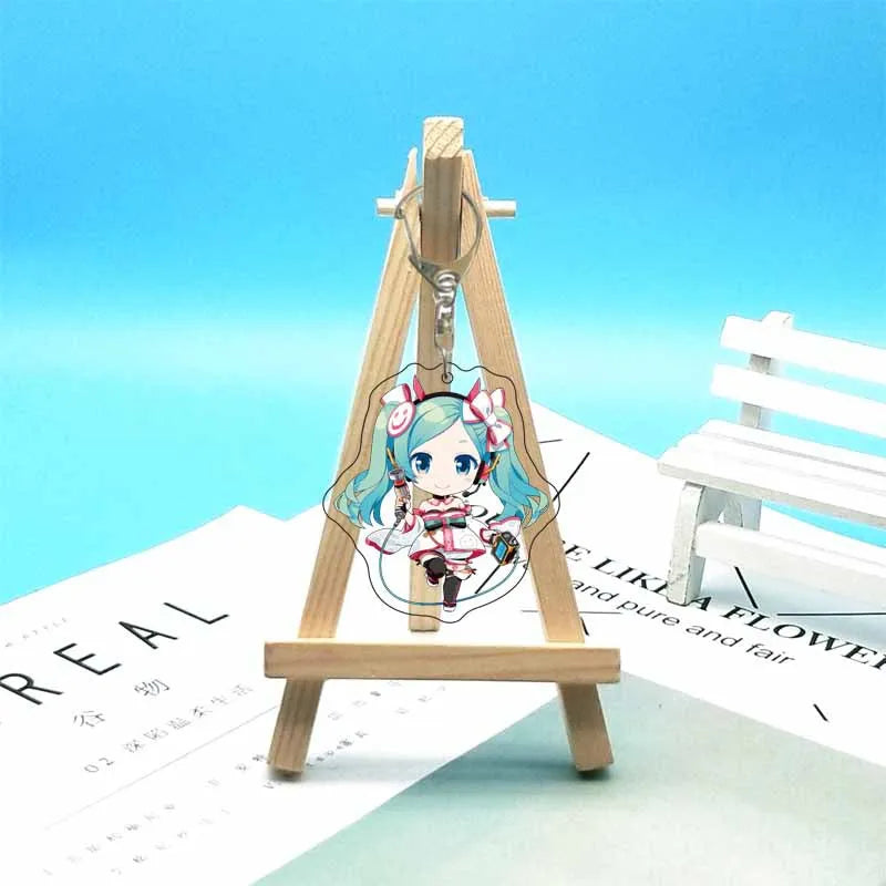 Hatsune Miku Anime Acrylic Cute Cartoon Figure Bag Charms Key Ring Keychain Pendant Car Friends Couple Jewelry Gift Fashion