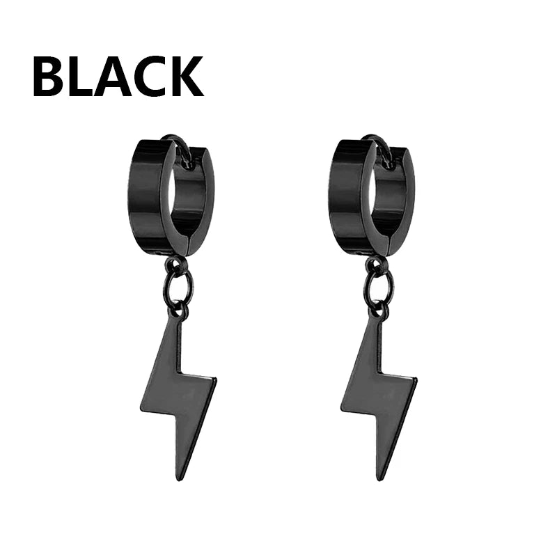 1 Pairs Punk Stainless Steel Stud Earrings Black Earrings Set For Men Women Vintage Hip Hop Piercing Ear Jewelry