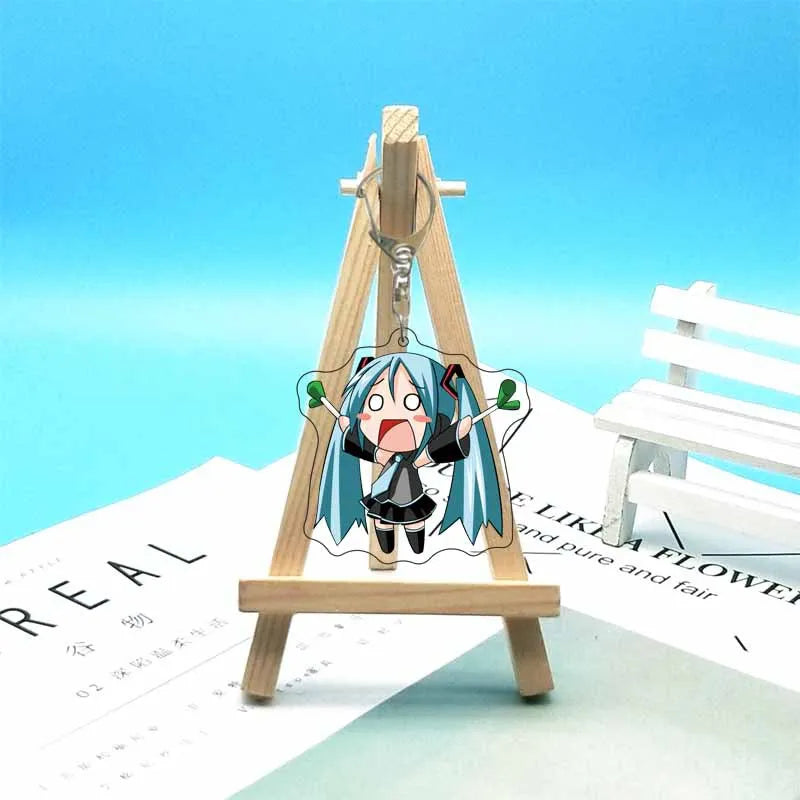 Hatsune Miku Anime Acrylic Cute Cartoon Figure Bag Charms Key Ring Keychain Pendant Car Friends Couple Jewelry Gift Fashion