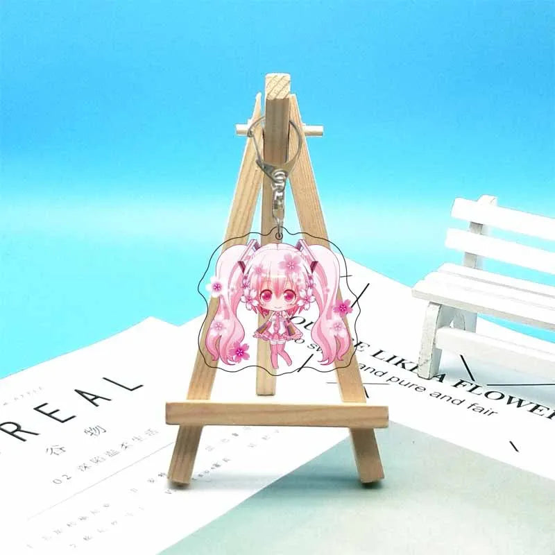 Hatsune Miku Anime Acrylic Cute Cartoon Figure Bag Charms Key Ring Keychain Pendant Car Friends Couple Jewelry Gift Fashion