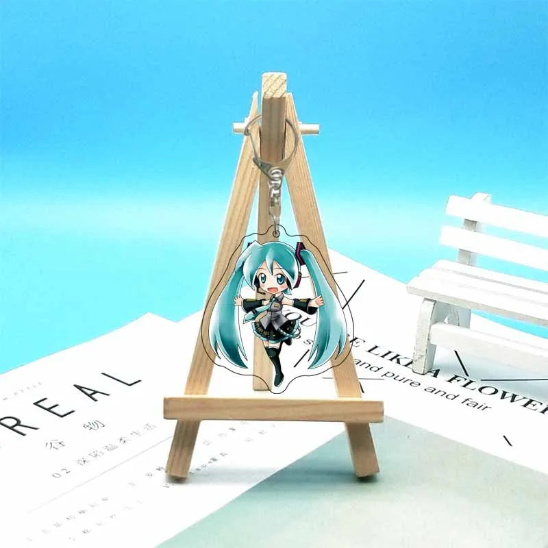 Hatsune Miku Anime Acrylic Cute Cartoon Figure Bag Charms Key Ring Keychain Pendant Car Friends Couple Jewelry Gift Fashion