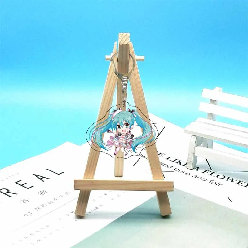 Hatsune Miku Anime Acrylic Cute Cartoon Figure Bag Charms Key Ring Keychain Pendant Car Friends Couple Jewelry Gift Fashion