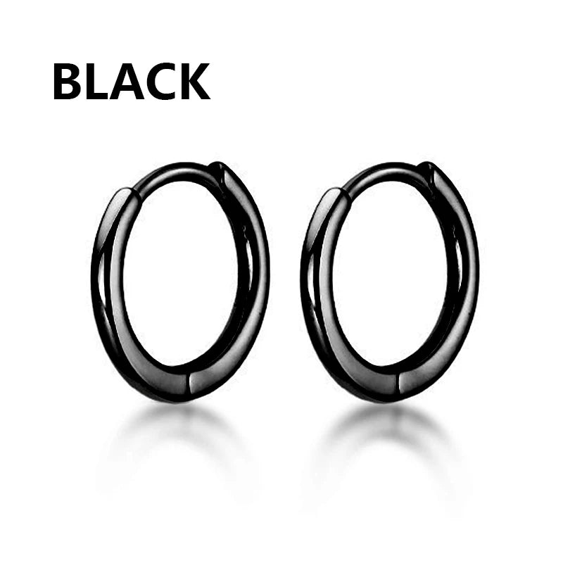 1 Pairs Punk Stainless Steel Stud Earrings Black Earrings Set For Men Women Vintage Hip Hop Piercing Ear Jewelry