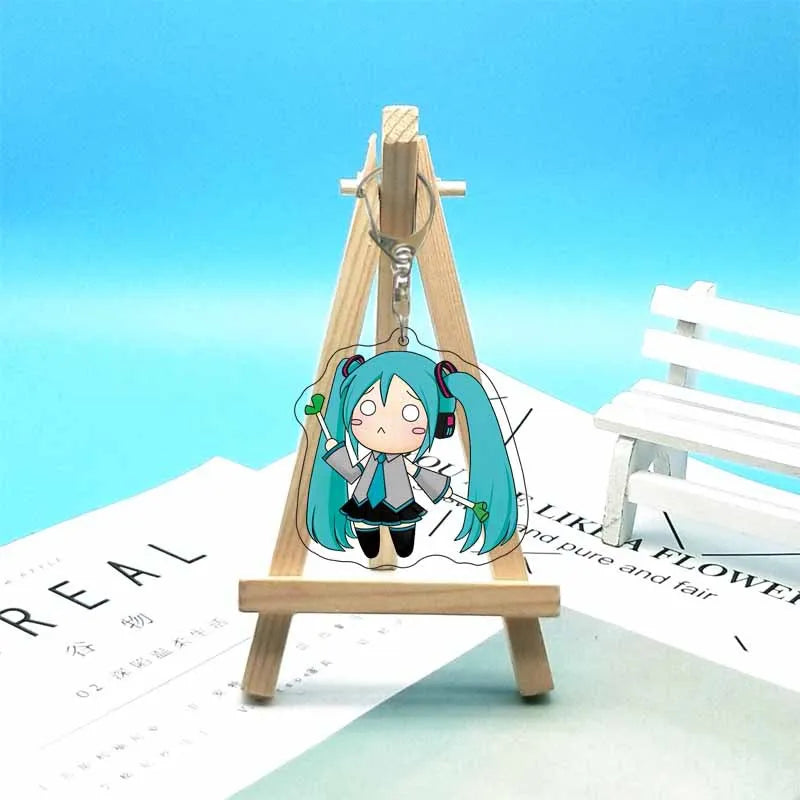 Hatsune Miku Anime Acrylic Cute Cartoon Figure Bag Charms Key Ring Keychain Pendant Car Friends Couple Jewelry Gift Fashion