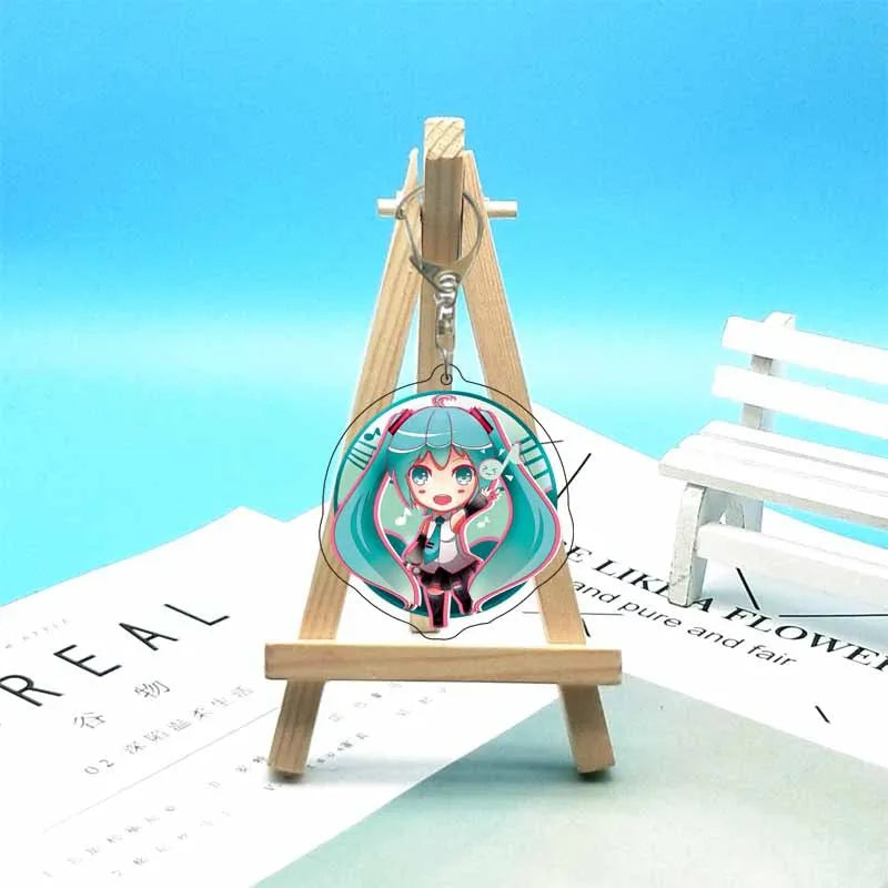 Hatsune Miku Anime Acrylic Cute Cartoon Figure Bag Charms Key Ring Keychain Pendant Car Friends Couple Jewelry Gift Fashion