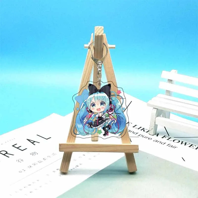 Hatsune Miku Anime Acrylic Cute Cartoon Figure Bag Charms Key Ring Keychain Pendant Car Friends Couple Jewelry Gift Fashion