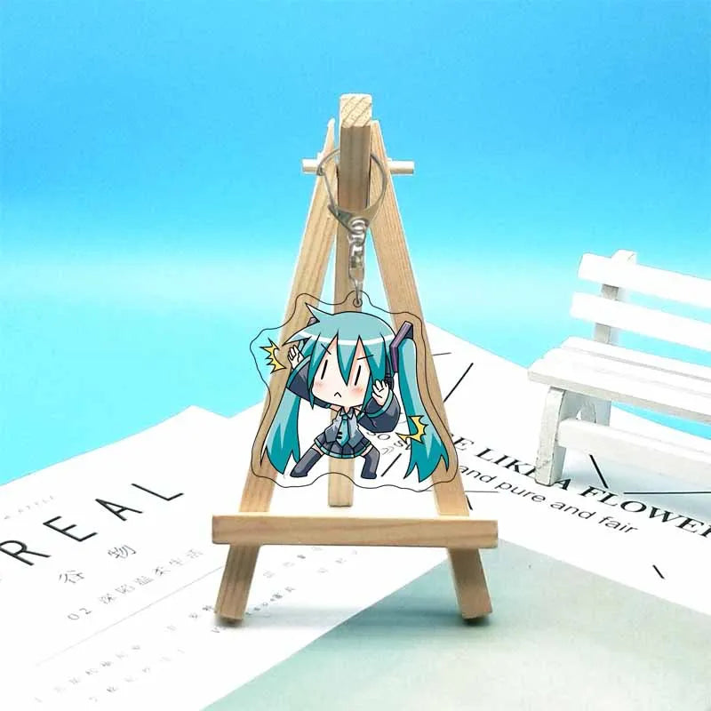 Hatsune Miku Anime Acrylic Cute Cartoon Figure Bag Charms Key Ring Keychain Pendant Car Friends Couple Jewelry Gift Fashion