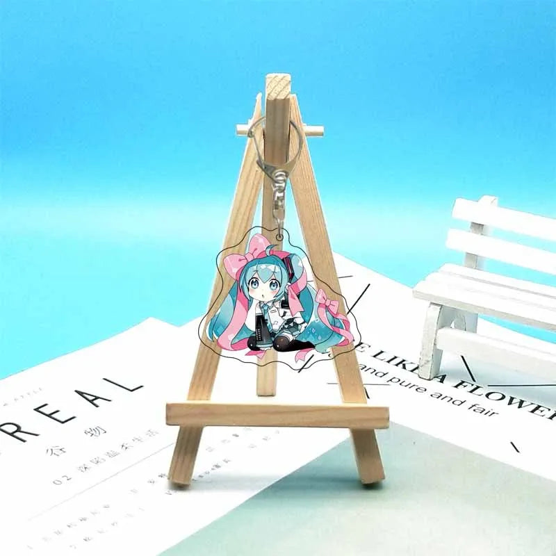 Hatsune Miku Anime Acrylic Cute Cartoon Figure Bag Charms Key Ring Keychain Pendant Car Friends Couple Jewelry Gift Fashion